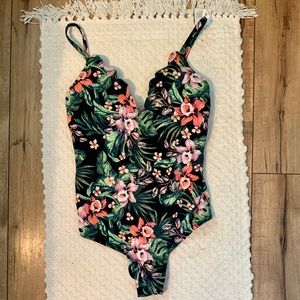 Vanilla Beach Scalloped Floral One Piece